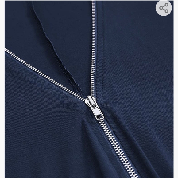 Cold shoulder, long sleeved, zippered front sexy, knit top.  Soft T-shirt fabric - Picture 2 of 9